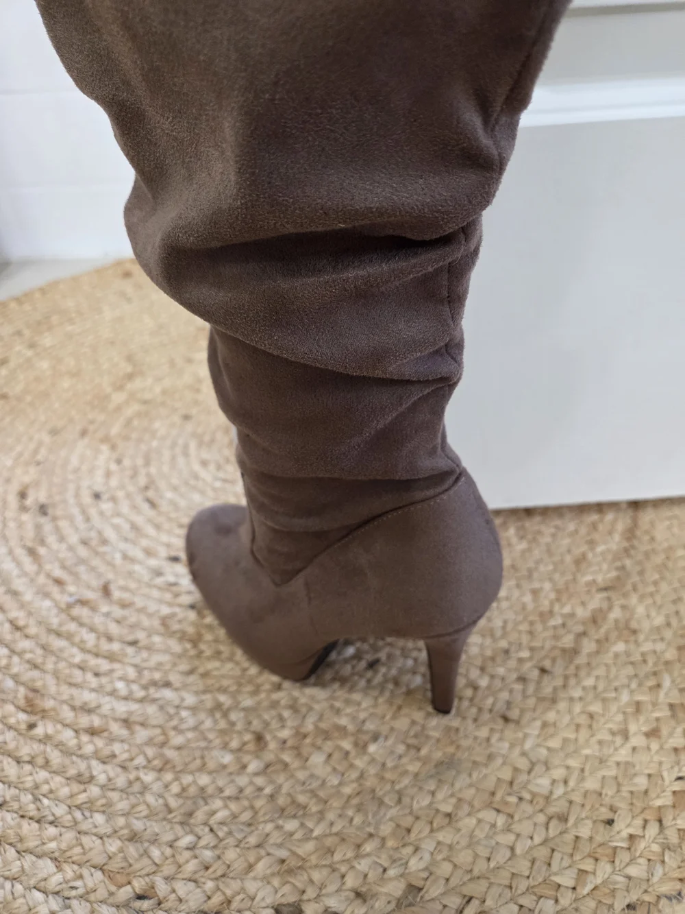 Women's Taupe Over-the-Knee Slouchy High Heel Boots